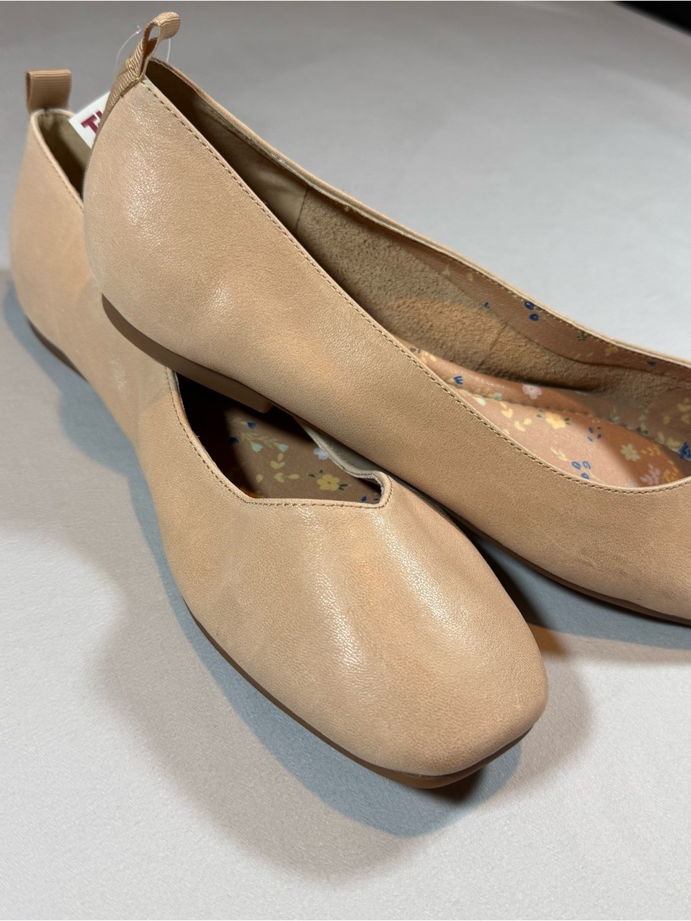 NEW Lucky Brand Tan Leather Square Toe Ballet Flats - Size 9.5 M / 41